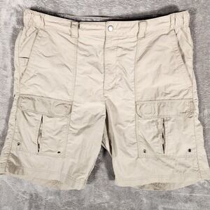 Swiss Alps Cargo Shorts Mens Large 34 Tan Excellent Nylon Hiking Outdoor Ripstop